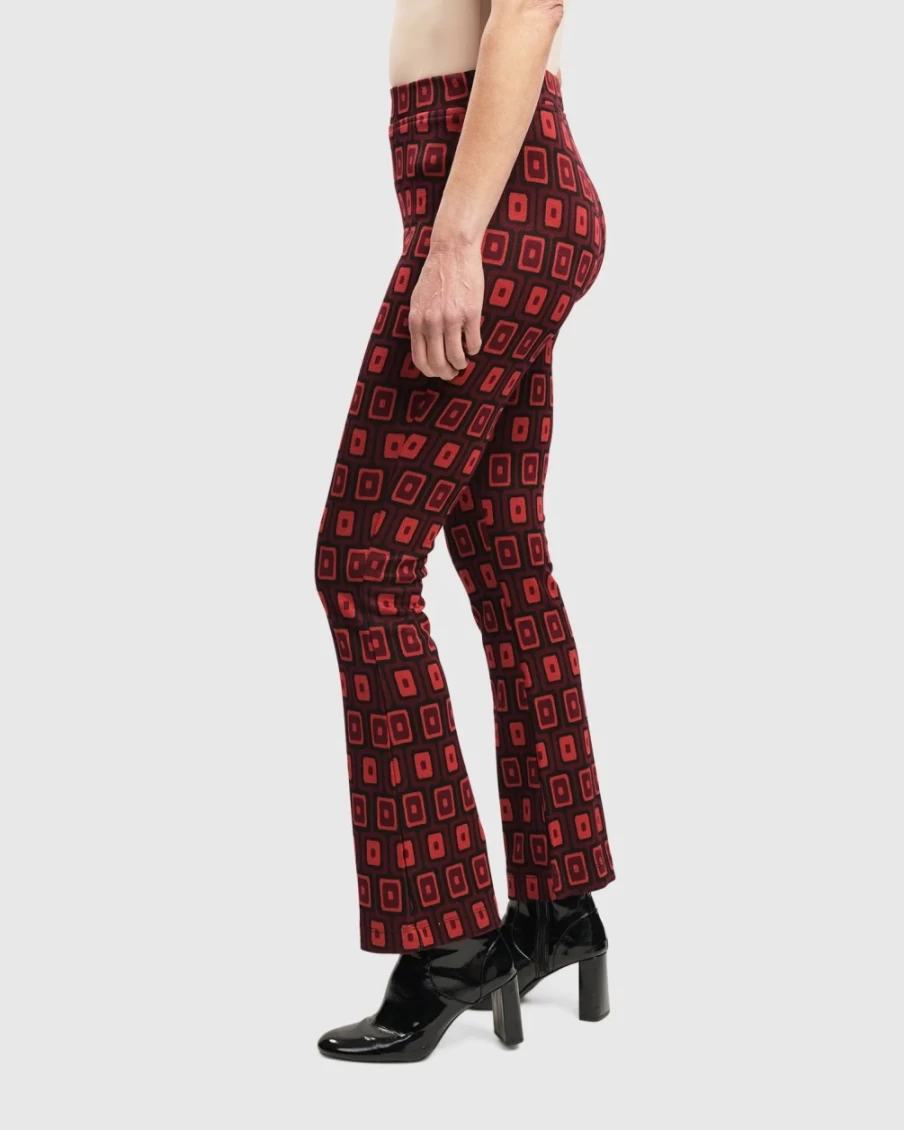 ALEMBIKA Women's Red Dynamite Days Flare Bell Bottom Pants for Retro Fashion