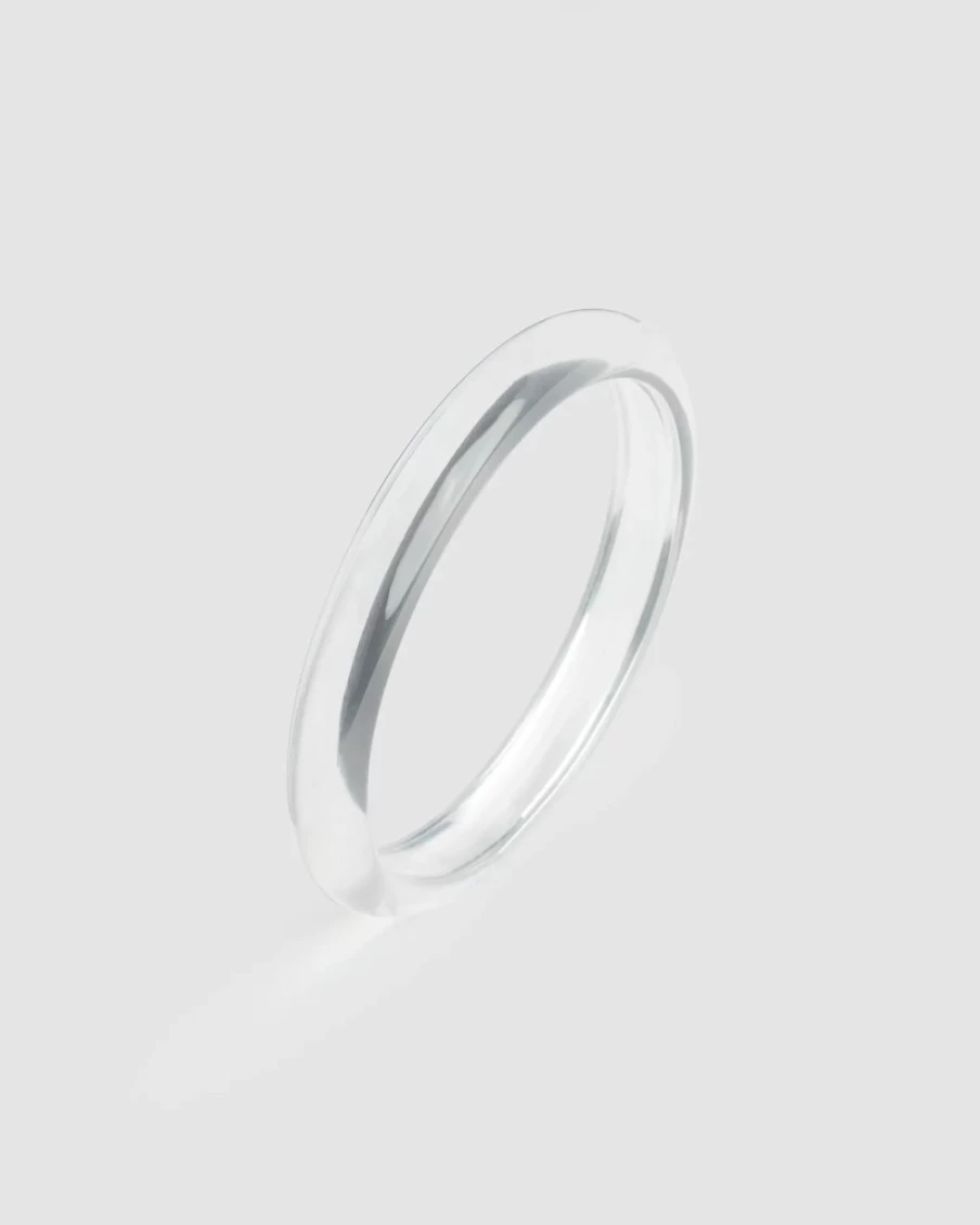 ALEMBIKA Women's Clear Rounded Bangle Bracelet – Elegant Crystal Cuff for Everyday Wear