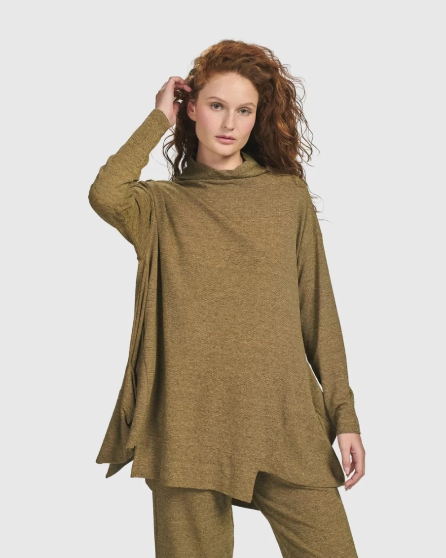 ALEMBIKA Women's Essential Trapeze Top in Honey - Flowy Boho Blouse for Women