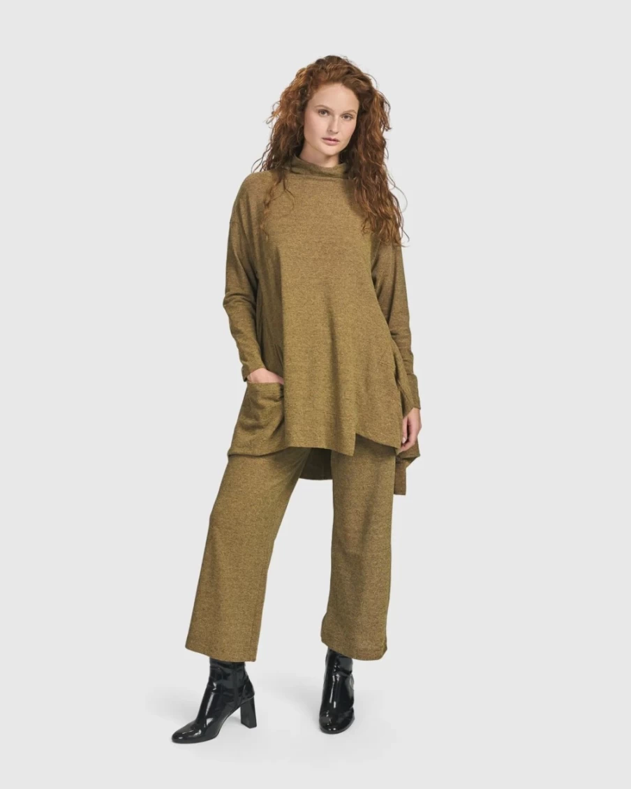ALEMBIKA Women's Essential Trapeze Top in Honey - Flowy Boho Blouse for Women