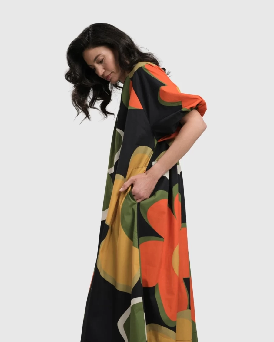 ALEMBIKA Women's Floral Carol Muumuu Dress - Boho Chic Hawaiian Style Maxi Dress