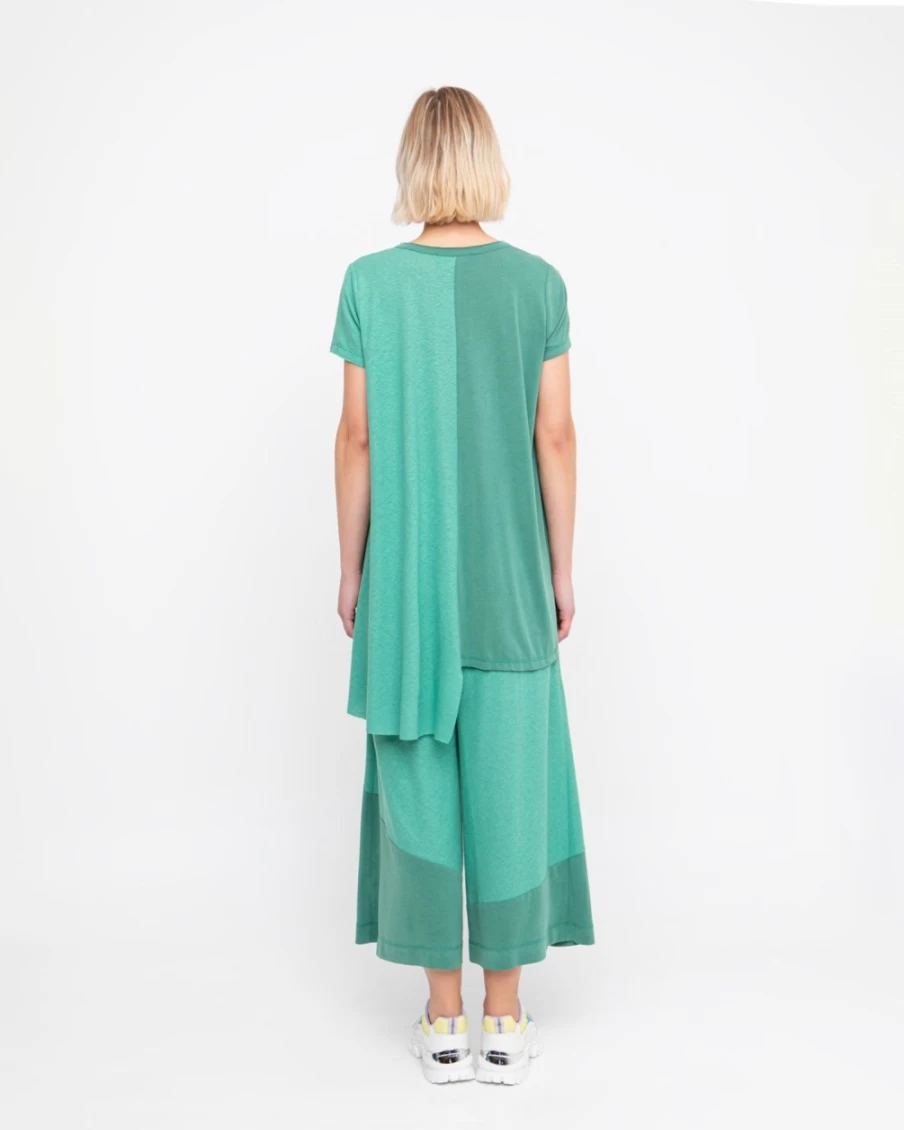 ALEMBIKA Women's Ozai N Ku Asymmetrical Tunic Top in Green - Stylish Boho Chic Blouse
