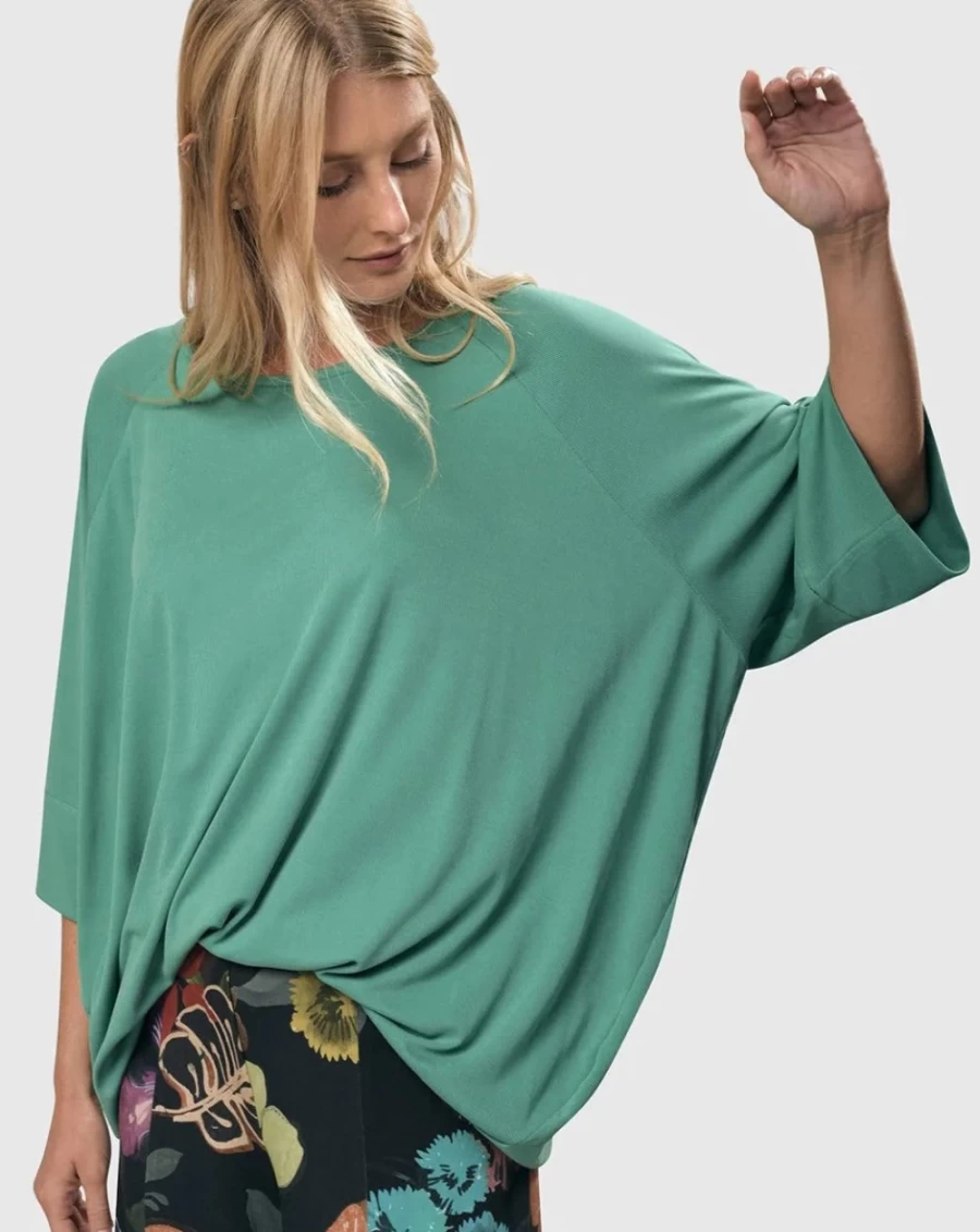 ALEMBIKA Women's Seafoam Green Cupro Essential Blouson Top | Comfortable & Stylish