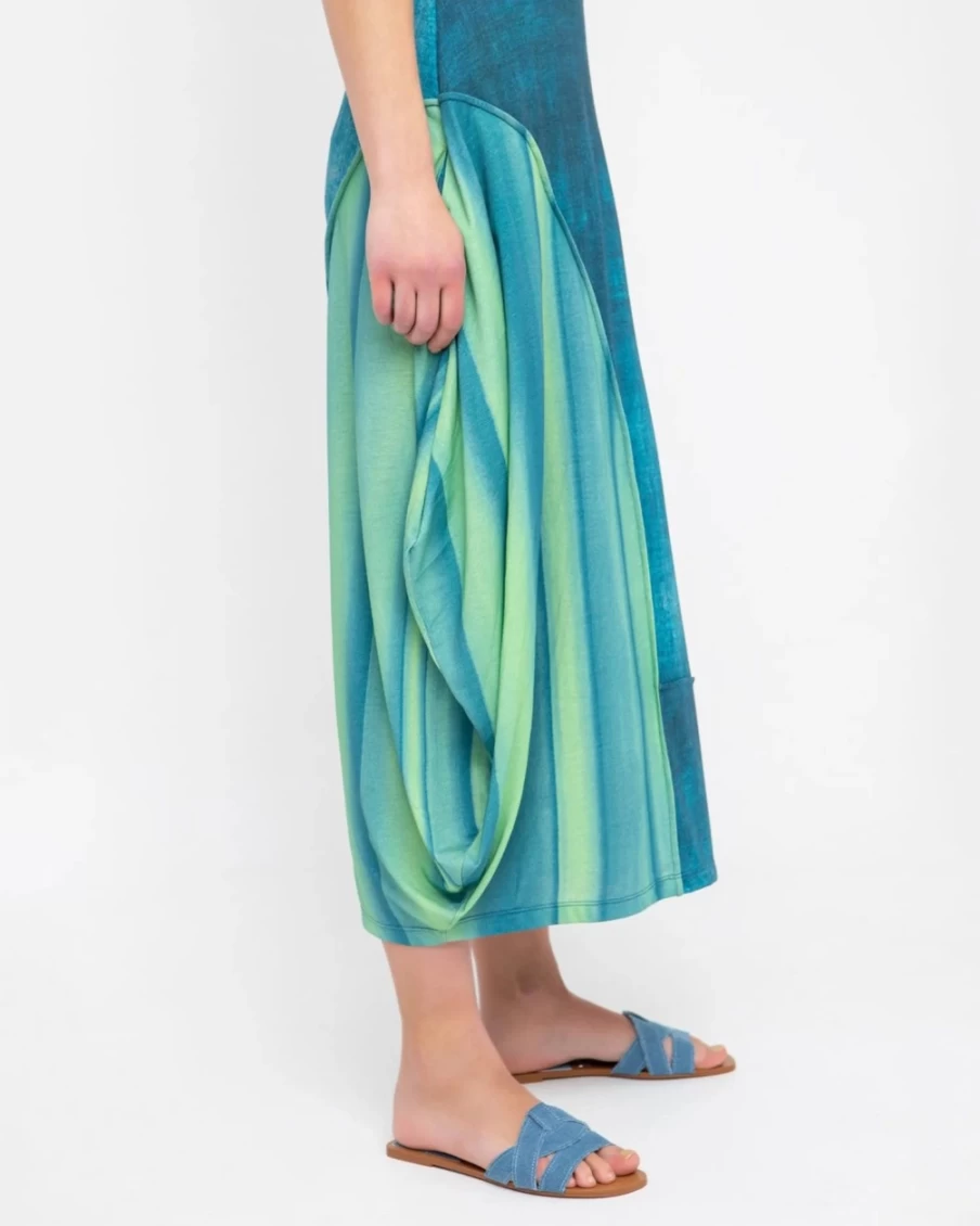 ALEMBIKA Women's Aquamarine Blue Midi Skirt | Ozai N Ku Ocean-Inspired Design