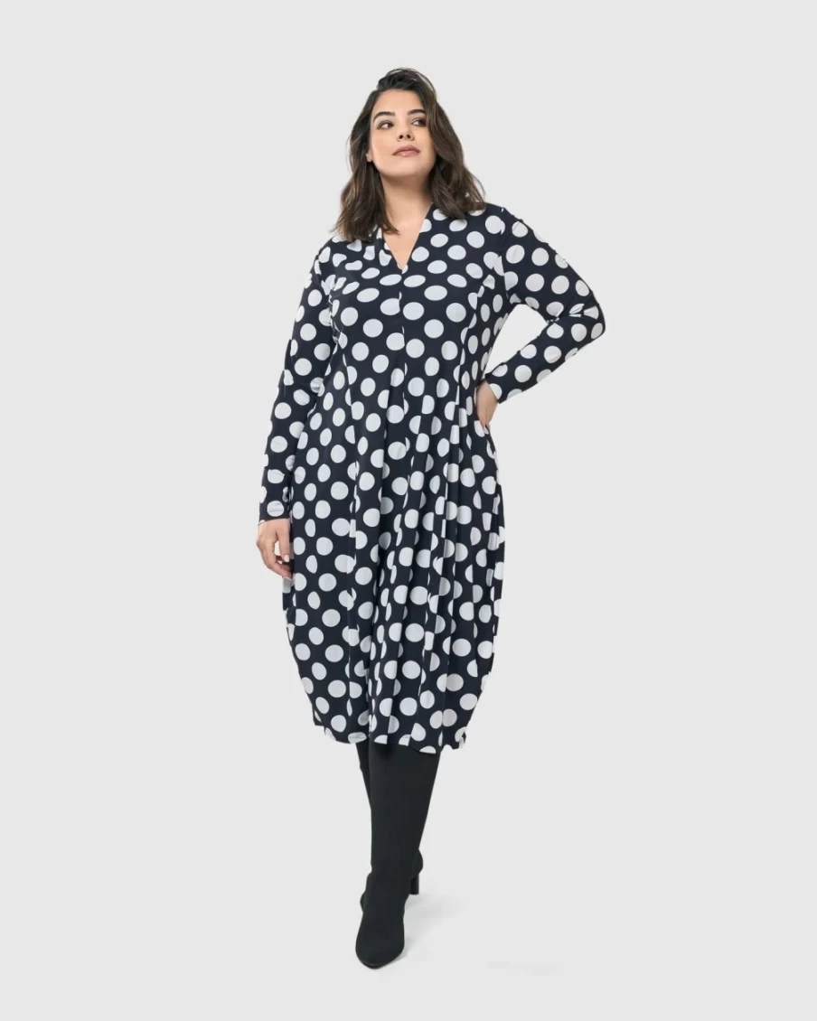 ALEMBIKA Women's Piper Cocoon Dress with Circle Patterns - Elegant Boho Style