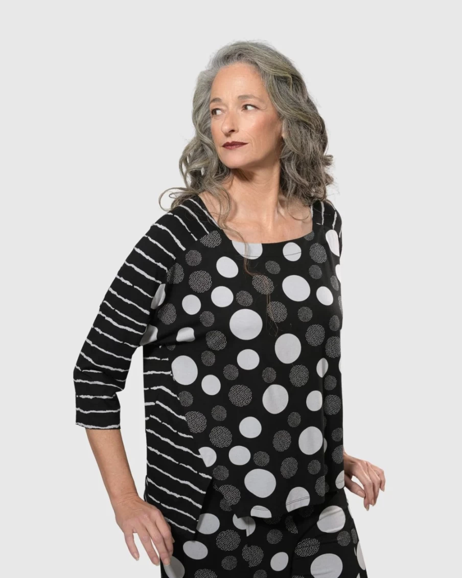 ALEMBIKA Women's Leia Royalty Top - Elegant Mix Pattern Blouse for Women