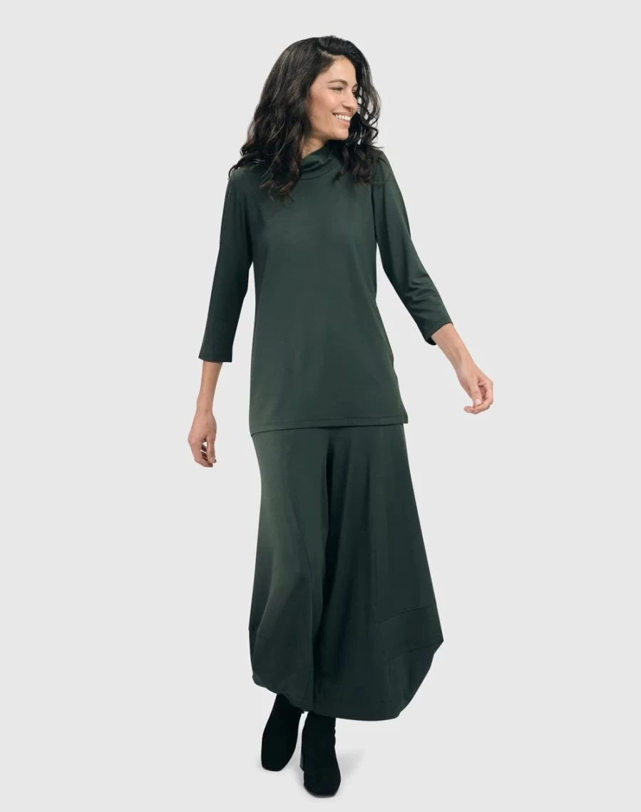 ALEMBIKA Women's Green Essential Mockneck Top – Soft Comfortable Stretchable Casual Wear