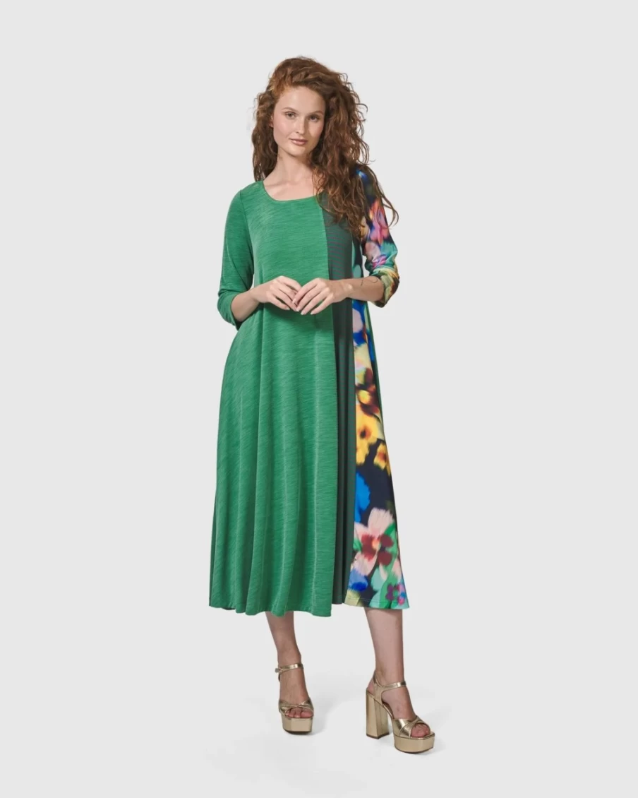 ALEMBIKA Women's Forget-Me-Not Floral A-Line Maxi Dress for Garden Parties & Summer Wear