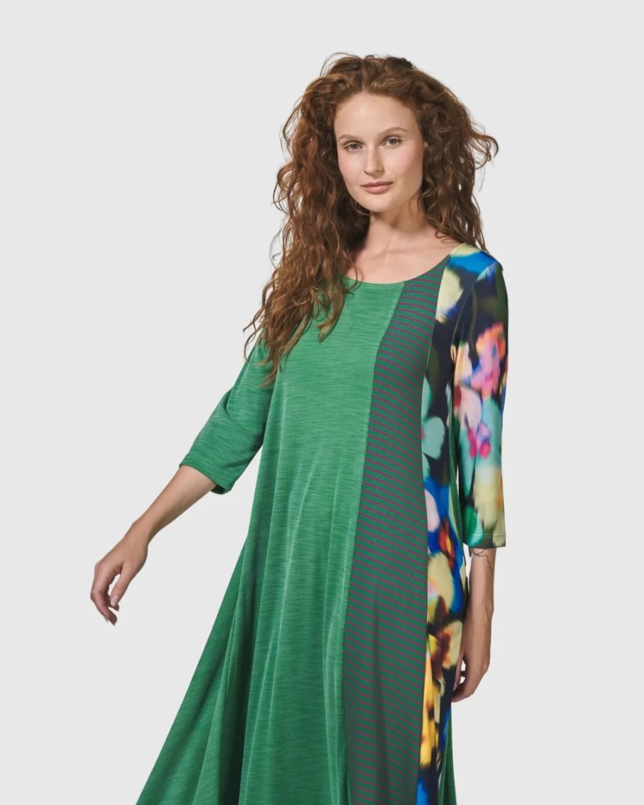 ALEMBIKA Women's Forget-Me-Not Floral A-Line Maxi Dress for Garden Parties & Summer Wear