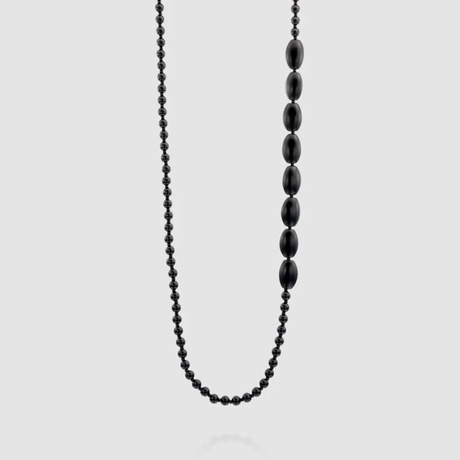 ALEMBIKA Women's Black Catania Beaded Necklace - Elegant Boho Chic Jewelry
