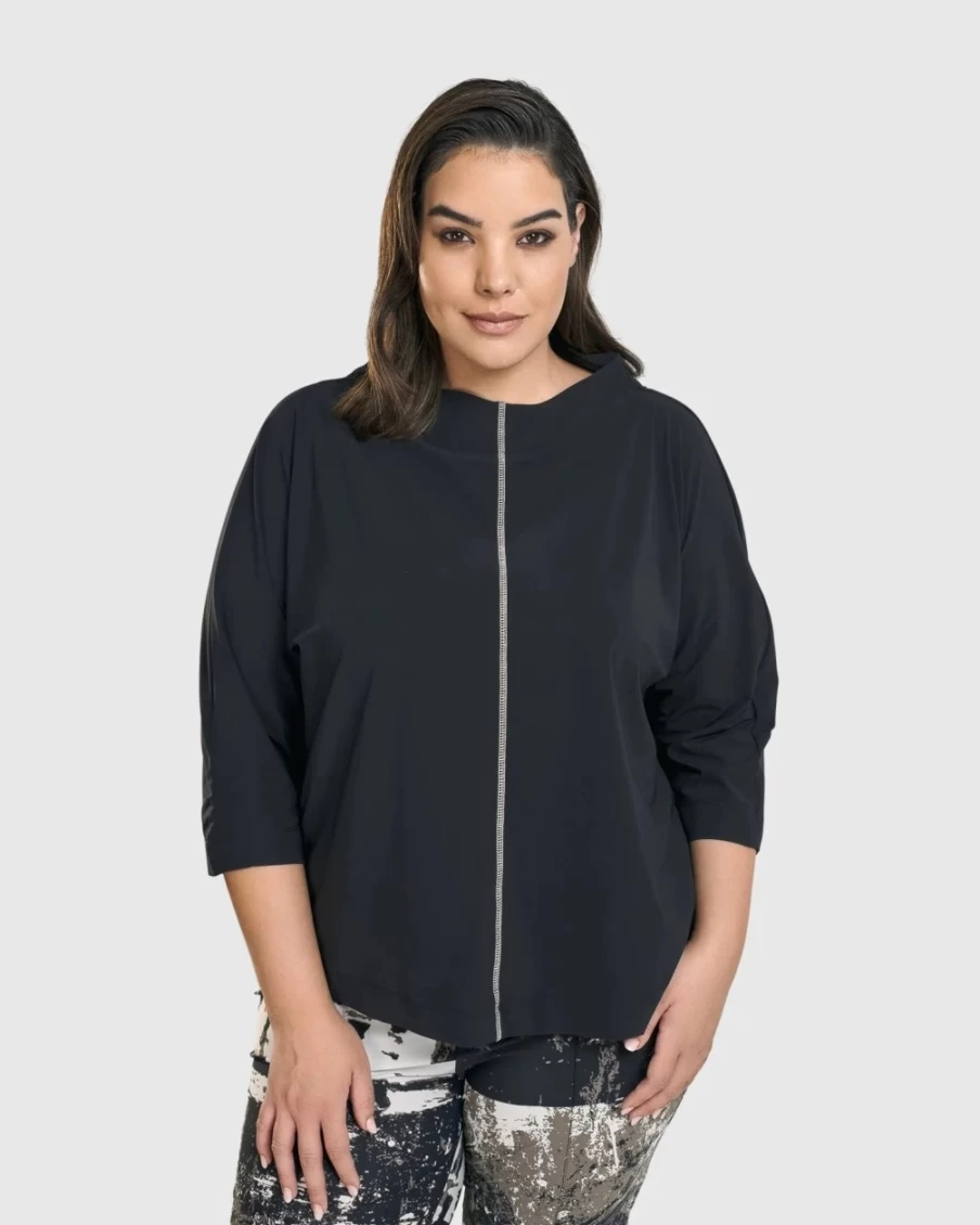 ALEMBIKA Women's Black Matrix Boxy Top - Stylish Casual Wear