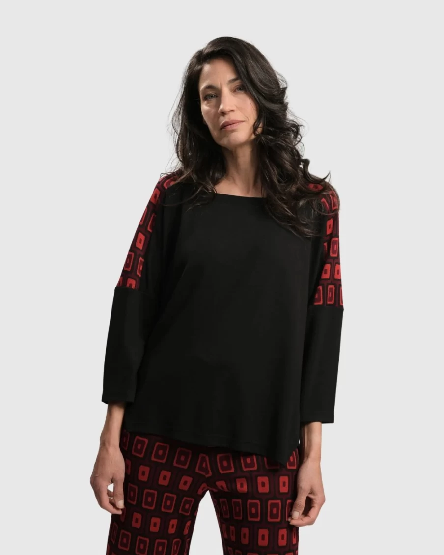 ALEMBIKA Women's Red Boxy Top - Dynamite Days Casual Blouse