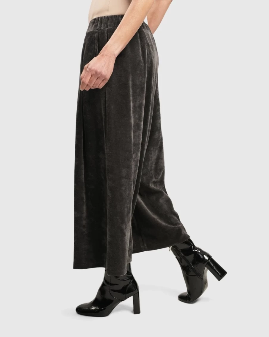ALEMBIKA Women's Urban Secret Crush Palazzo Pants in Mink - Elegant High-Waist Wide Leg Trousers