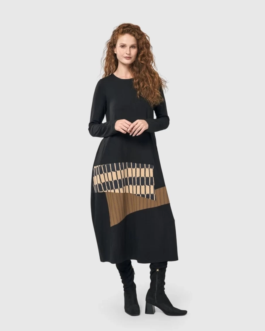ALEMBIKA Women's Sycamore Cocoon Dress in Coffee - Elegant Boho Style Maxi Dress