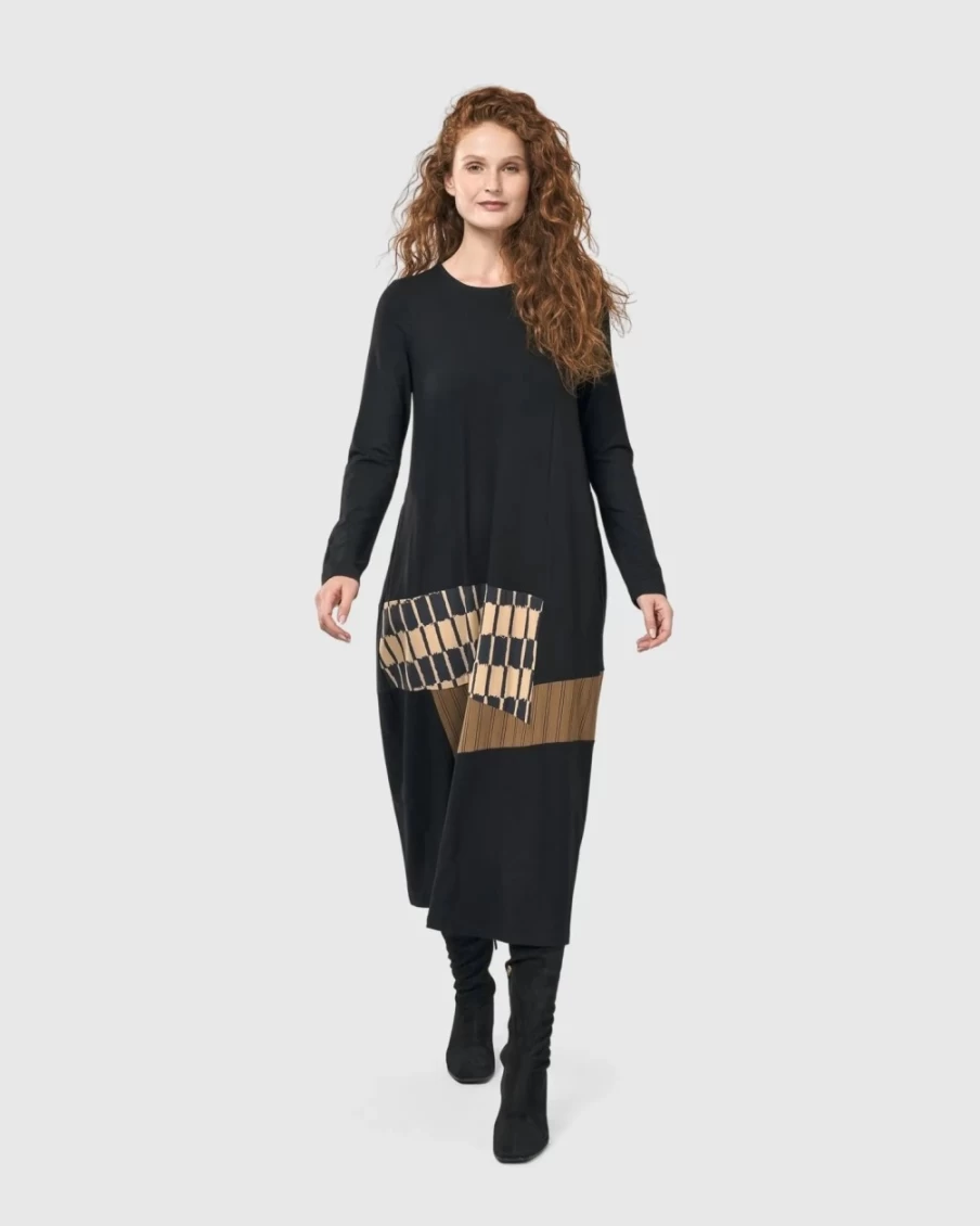 ALEMBIKA Women's Sycamore Cocoon Dress in Coffee - Elegant Boho Style Maxi Dress