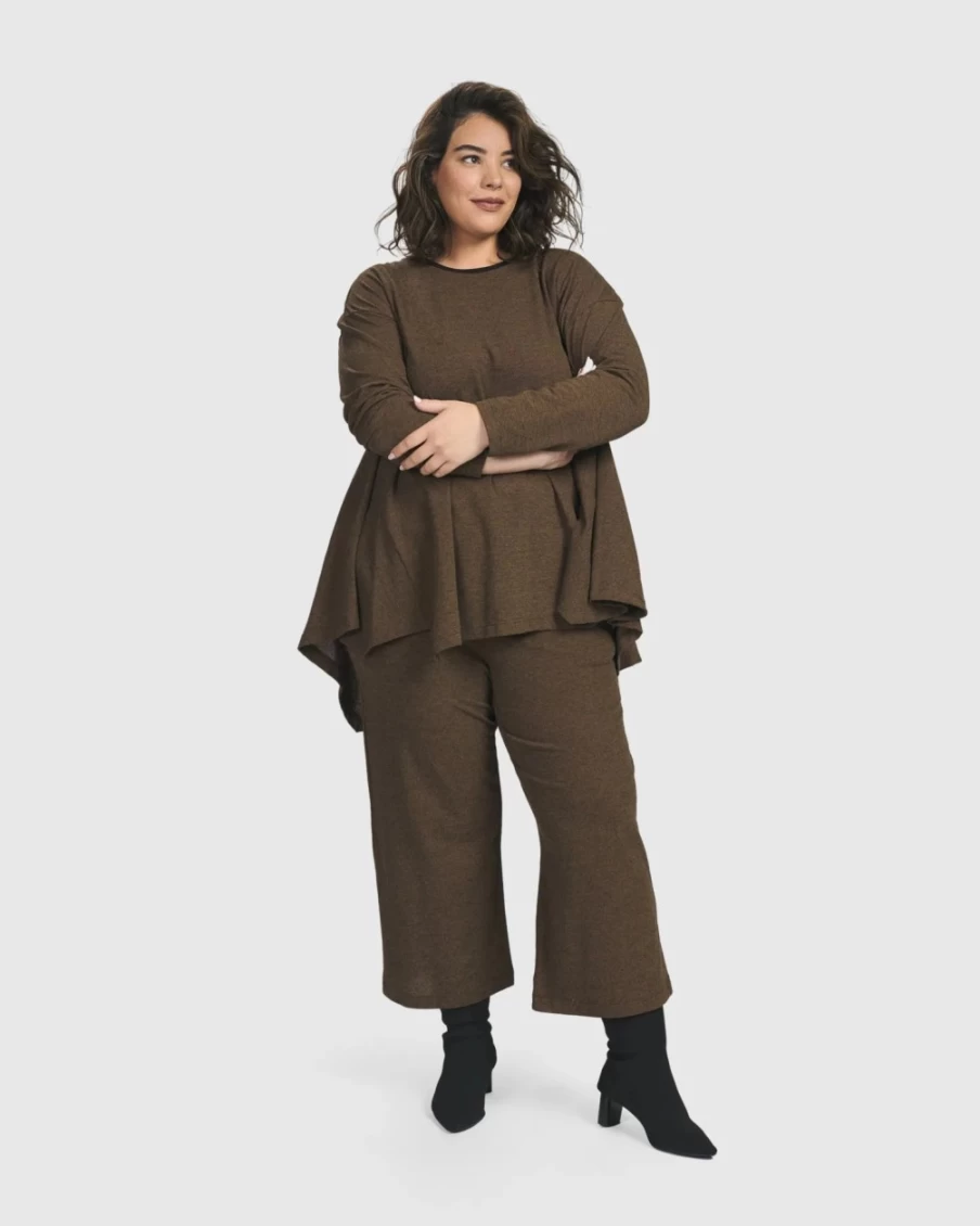 ALEMBIKA Women's Brown Essential Flared Top - Stylish & Comfortable Tunic for Everyday Wear