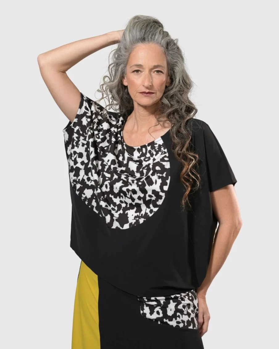 ALEMBIKA Women's Yellow Printed Boxy Top - Tekbika Bliss Style