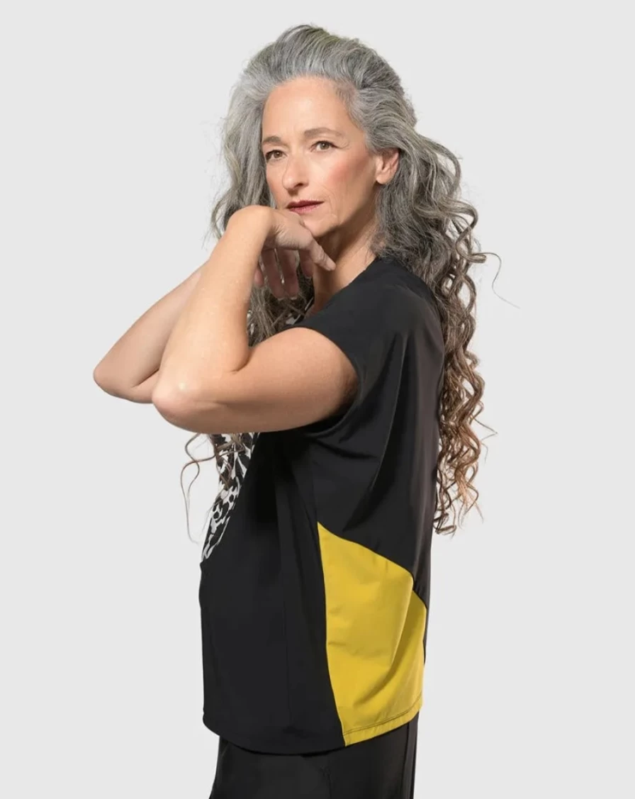 ALEMBIKA Women's Yellow Printed Boxy Top - Tekbika Bliss Style