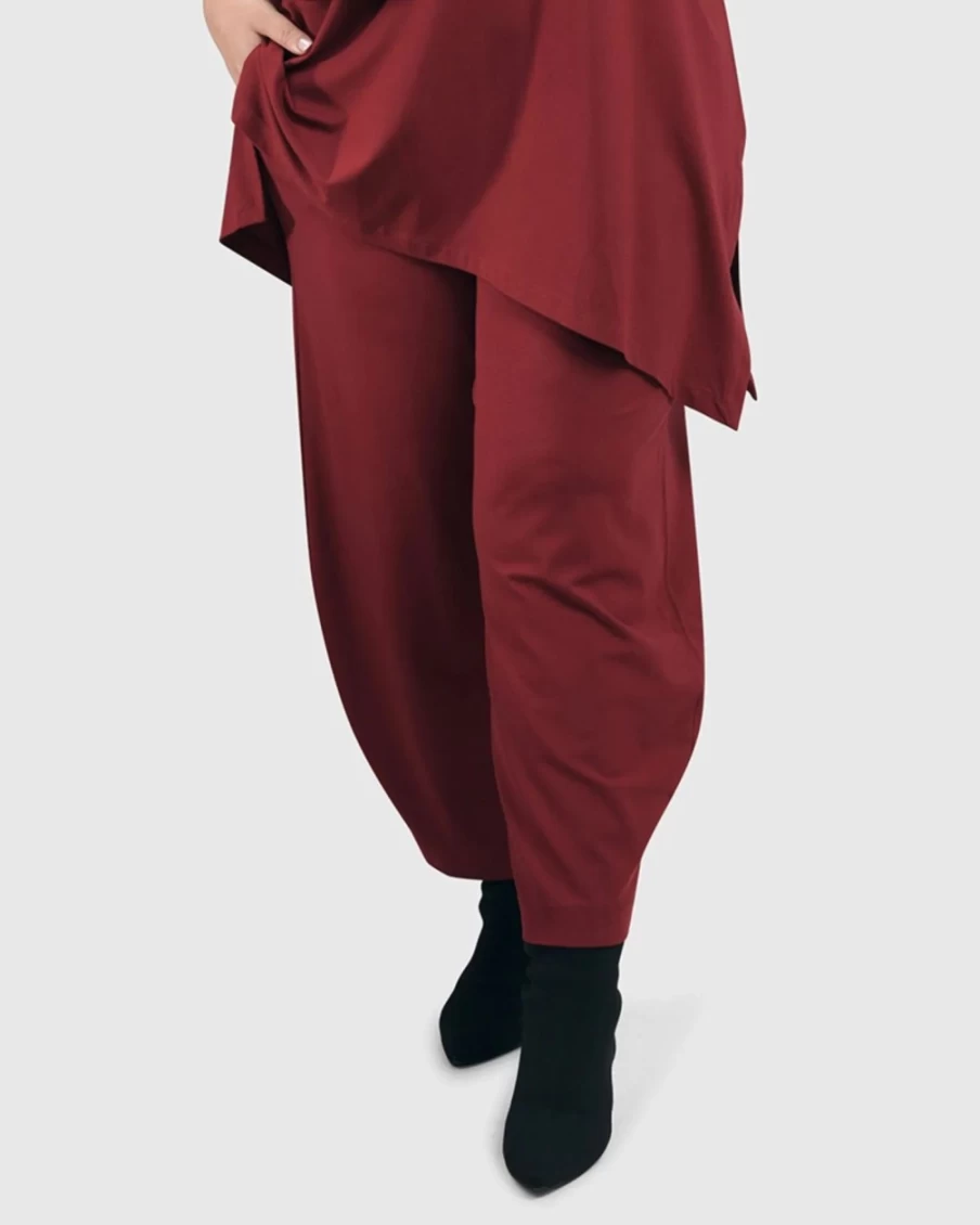 ALEMBIKA Women's Essential Flow Pants in Plum - Comfortable & Stylish Yoga Trousers