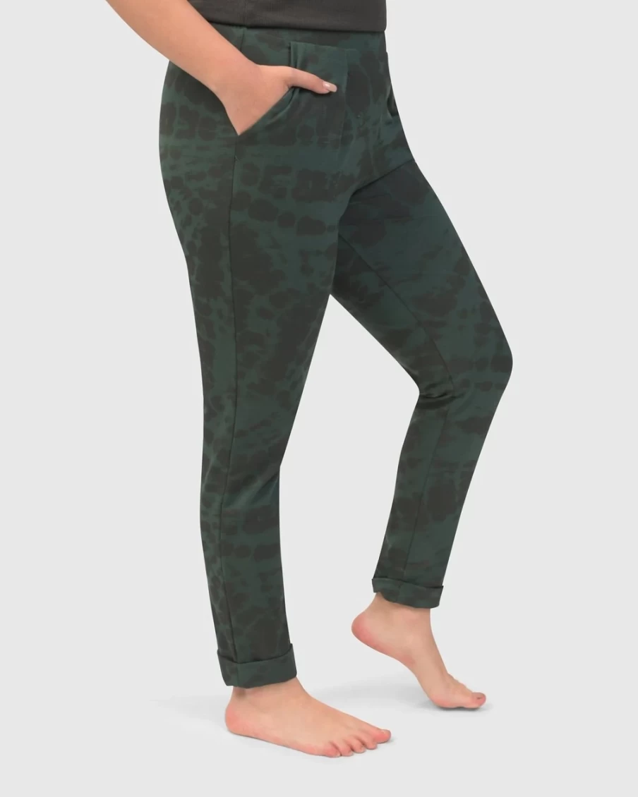 ALEMBIKA Women's Exhale Jogger Pants in Forest Tie-Dye - Comfortable Yoga Lounge Pants