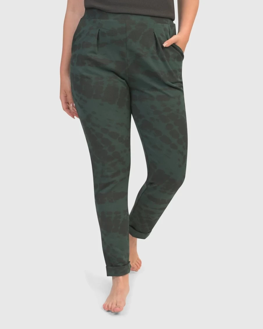 ALEMBIKA Women's Exhale Jogger Pants in Forest Tie-Dye - Comfortable Yoga Lounge Pants