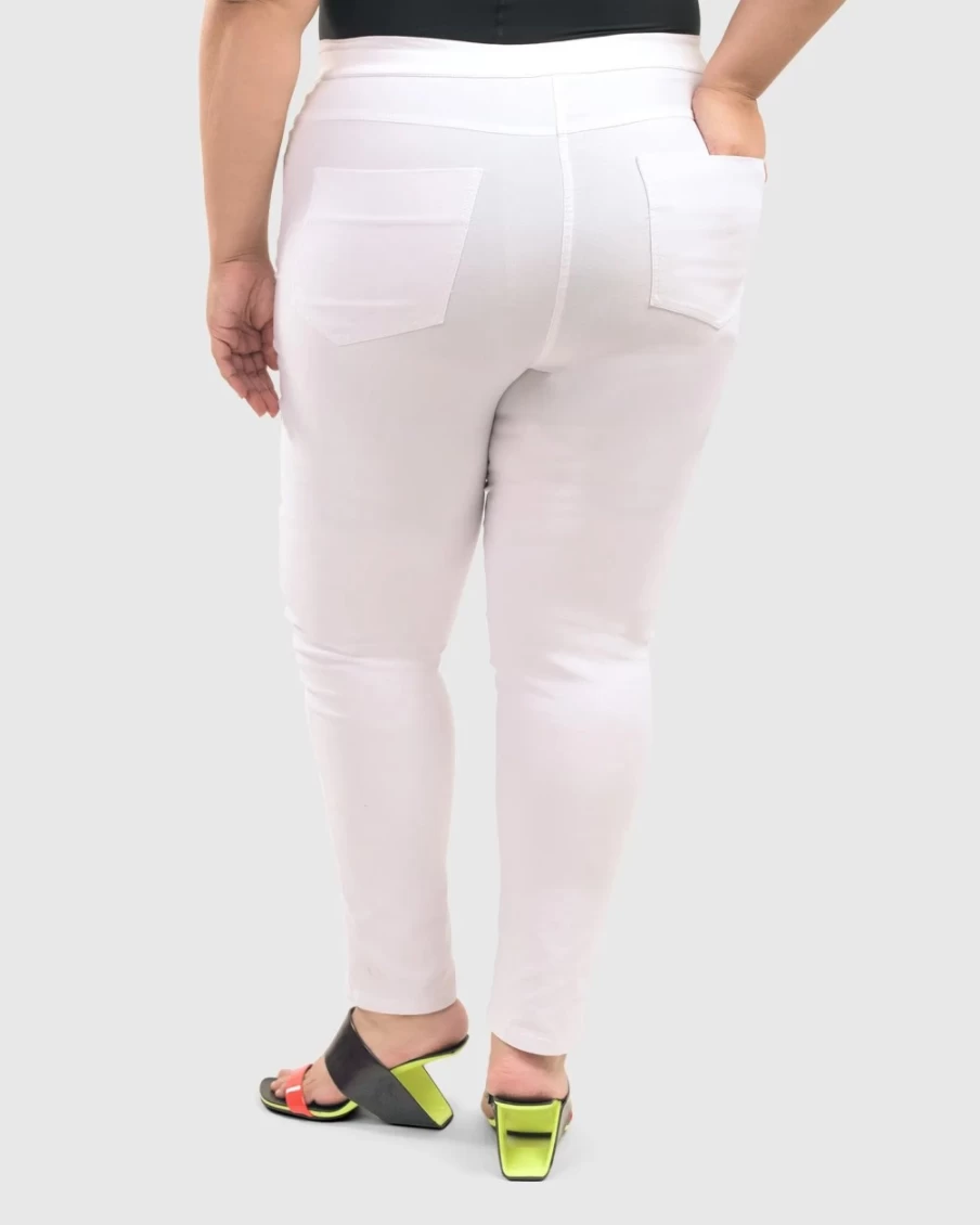 ALEMBIKA Women's White Skinny Jeans - High Waist Stretch Denim Perfect Fit