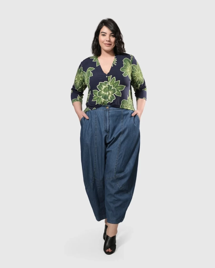 ALEMBIKA Women's Denim Blue Wide-Leg Everywhere Pants for Comfort & Style