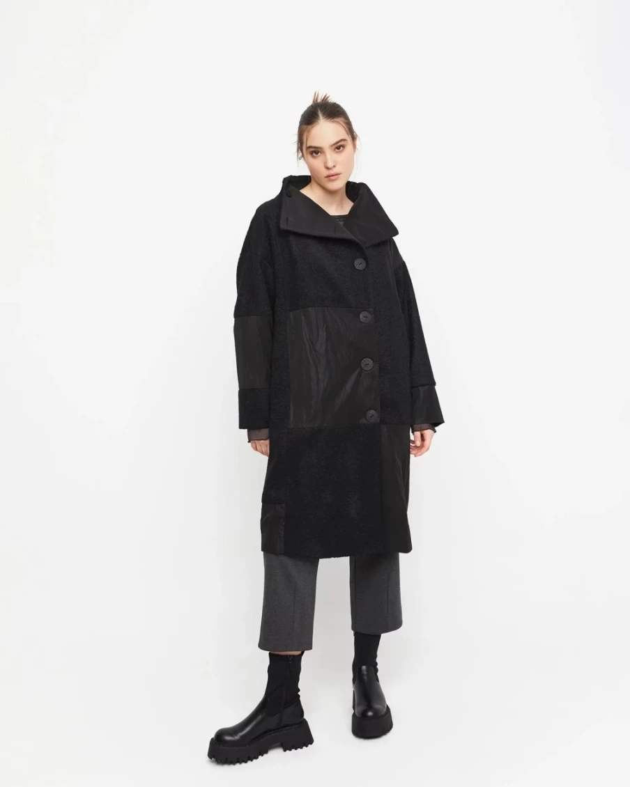 ALEMBIKA Women's Ozai N Ku West End Black Coat | Elegant Long Coat for Women