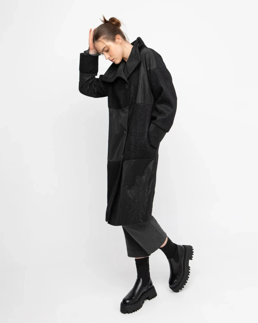 ALEMBIKA Women's Ozai N Ku West End Black Coat | Elegant Long Coat for Women