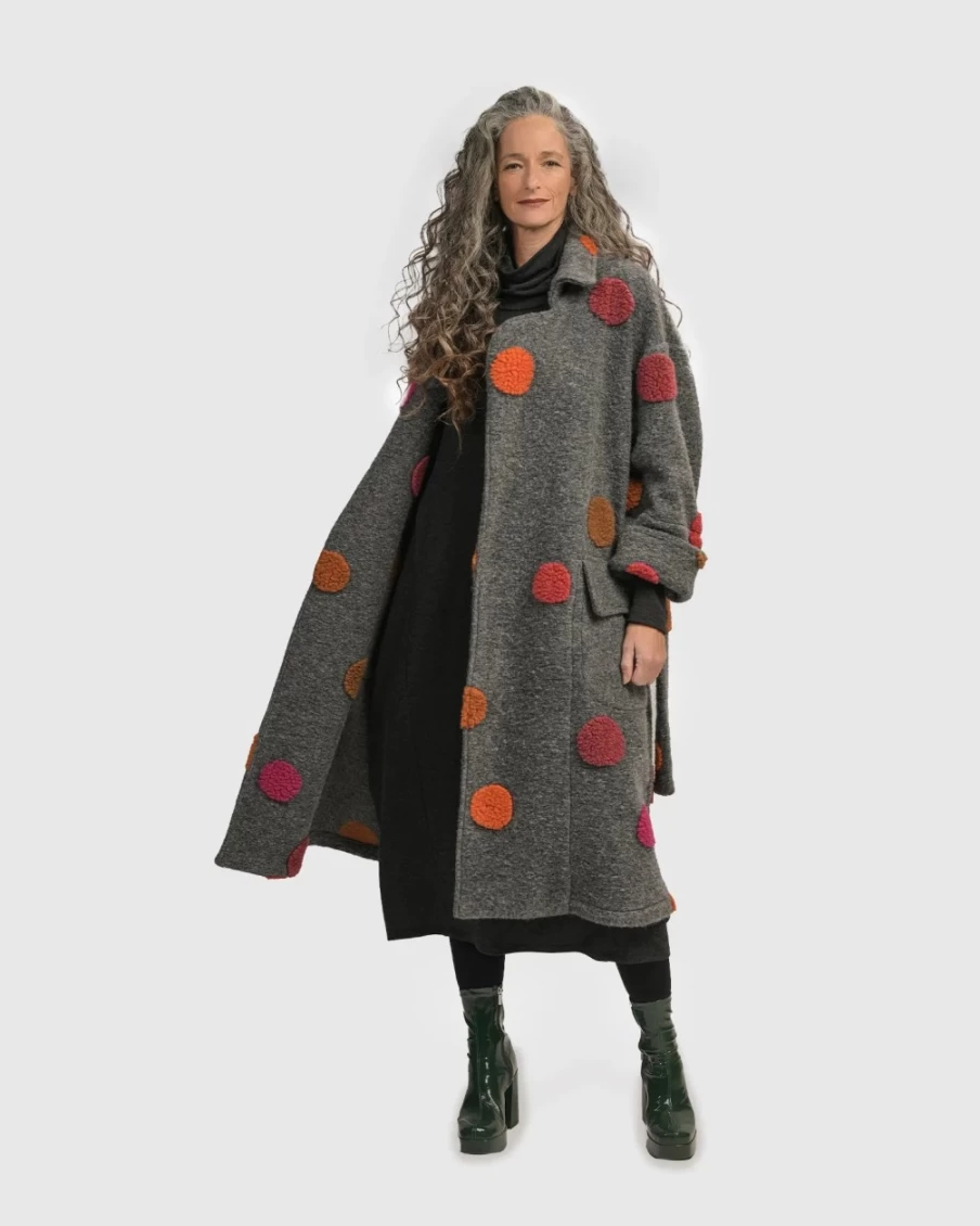 ALEMBIKA Women's Urban Sorbet Everyday Coat with Bubbles Design - Stylish Outerwear for Modern Fashion
