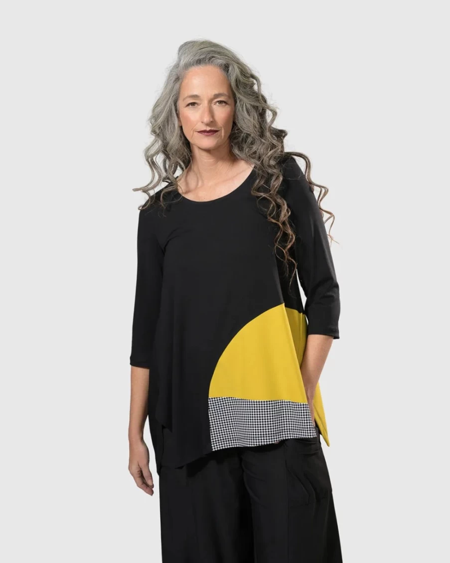 ALEMBIKA Women's Tamara Tunic Top in Yellow | Tekbika Style Flowy Blouse