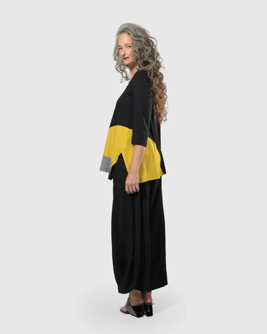 ALEMBIKA Women's Tamara Tunic Top in Yellow | Tekbika Style Flowy Blouse