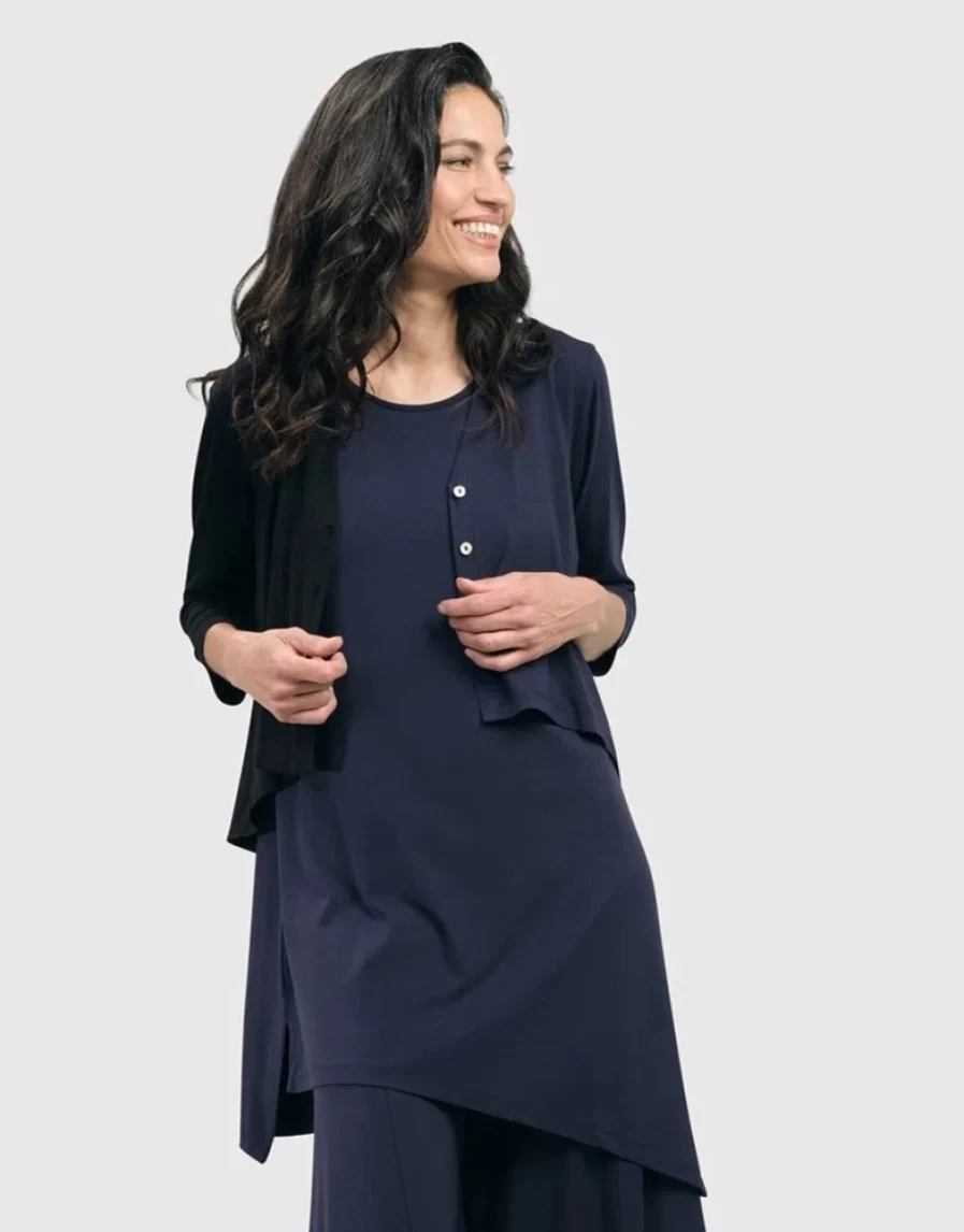 ALEMBIKA Women's Navy Essential Sleeveless Tunic Top for Casual Wear