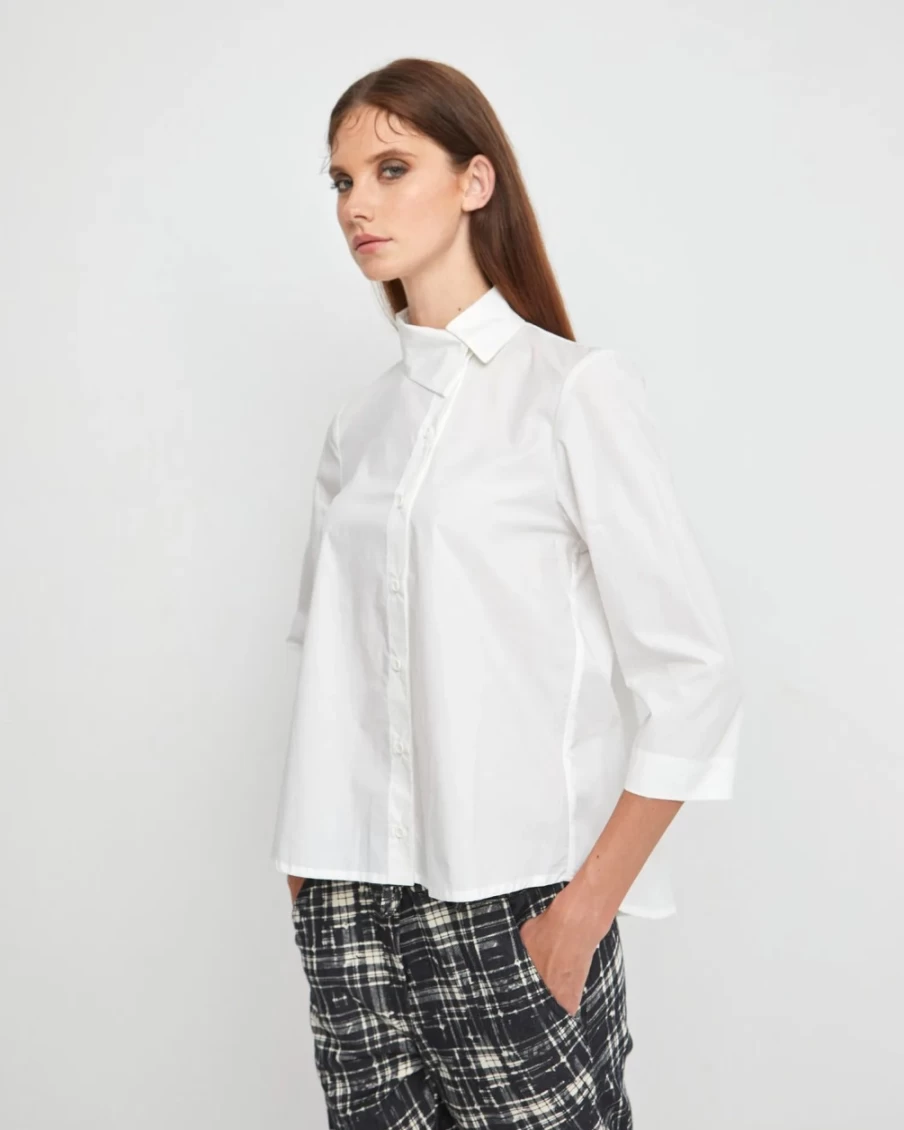 ALEMBIKA Women's Ozai N Ku B Sharp White Button Down Shirt