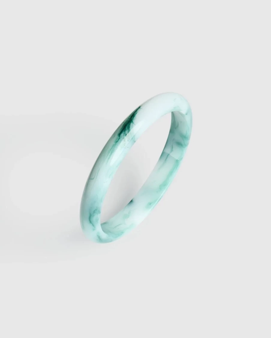 ALEMBIKA Women's Elegant Rounded Jade Bangle Bracelet for Stylish Accessories