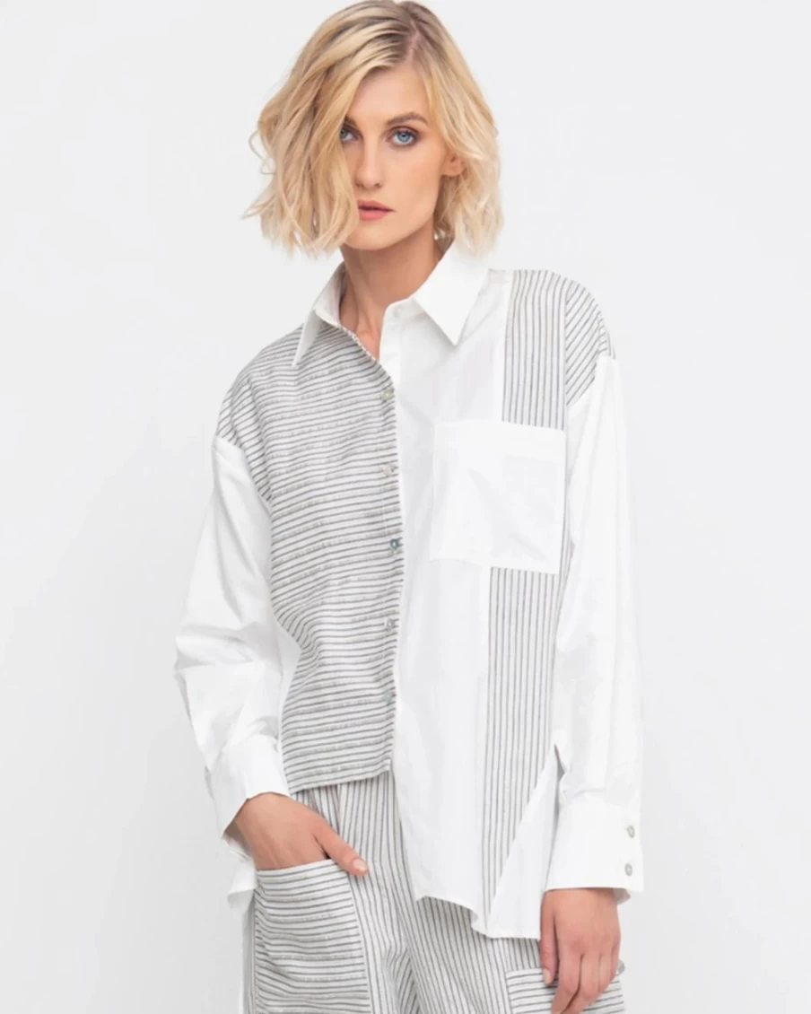 ALEMBIKA Women's Ozai N Ku Jane Button-Down Shirt with Ray Design