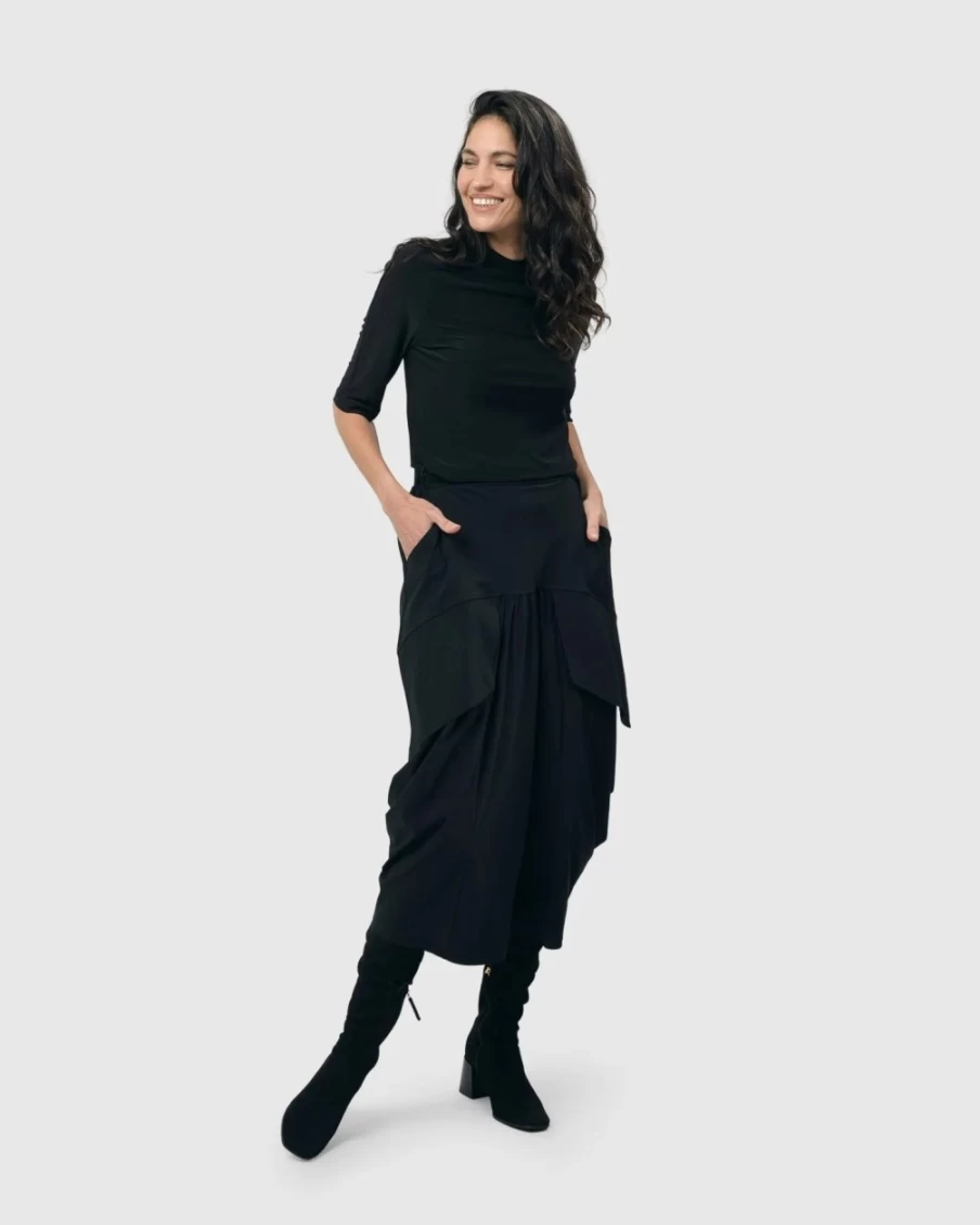 ALEMBIKA Women's Black Mockneck Top - Essential Wardrobe Staple
