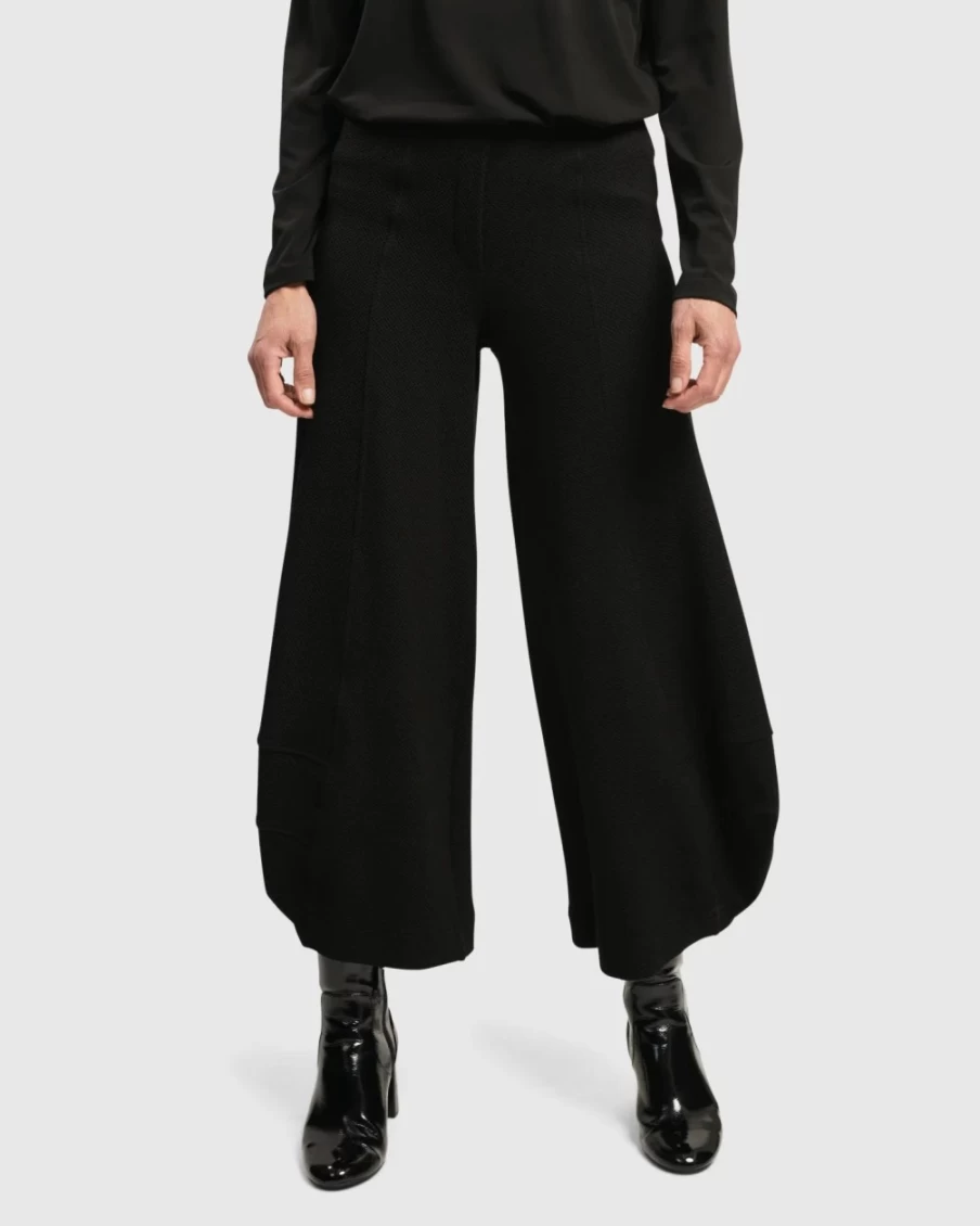 ALEMBIKA Women's Black Waffle Weave Punto Pants - Superb Comfort & Style