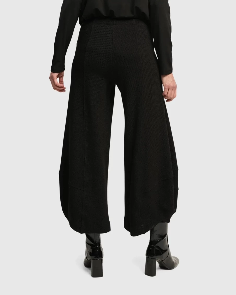 ALEMBIKA Women's Black Waffle Weave Punto Pants - Superb Comfort & Style